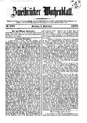 Zweibrücker Wochenblatt Sonntag 4. September 1870