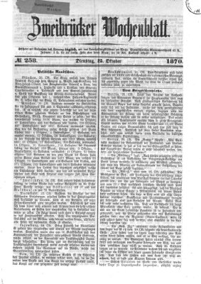 Zweibrücker Wochenblatt Dienstag 25. Oktober 1870