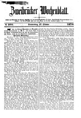 Zweibrücker Wochenblatt Donnerstag 27. Oktober 1870