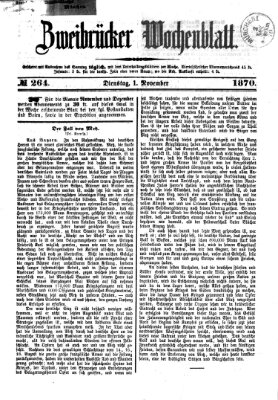 Zweibrücker Wochenblatt Dienstag 1. November 1870