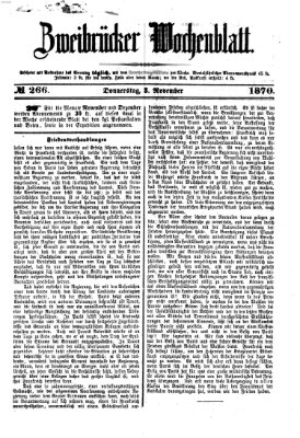 Zweibrücker Wochenblatt Donnerstag 3. November 1870