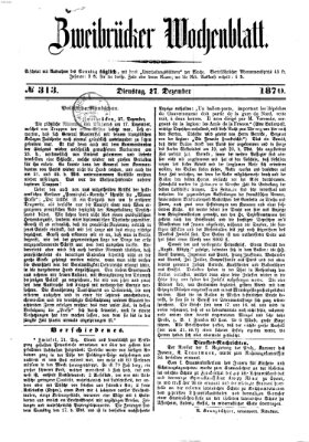 Zweibrücker Wochenblatt Dienstag 27. Dezember 1870