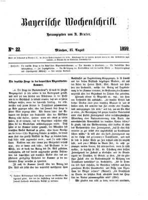 Bayerische Wochenschrift (Süddeutsche Zeitung) Samstag 27. August 1859