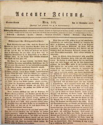 Aarauer Zeitung Samstag 22. November 1817