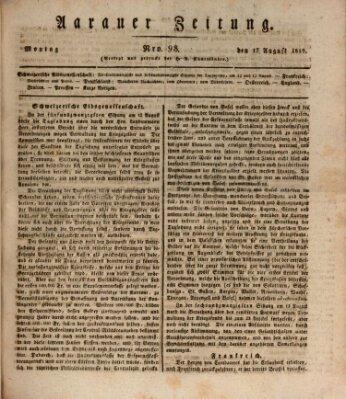 Aarauer Zeitung Dienstag 17. August 1819