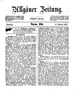 Allgäuer Zeitung Sonntag 11. Januar 1863