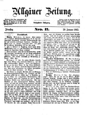 Allgäuer Zeitung Dienstag 20. Januar 1863