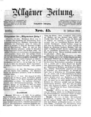 Allgäuer Zeitung Samstag 21. Februar 1863