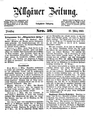Allgäuer Zeitung Dienstag 10. März 1863