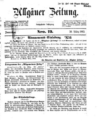Allgäuer Zeitung Donnerstag 26. März 1863