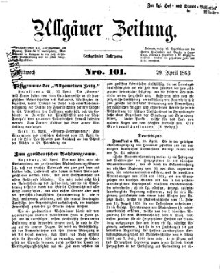 Allgäuer Zeitung Mittwoch 29. April 1863