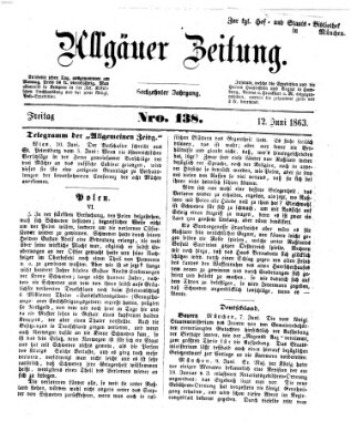 Allgäuer Zeitung Freitag 12. Juni 1863