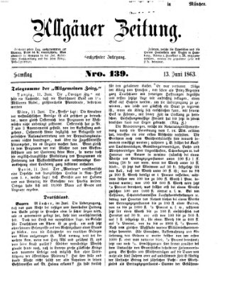 Allgäuer Zeitung Samstag 13. Juni 1863