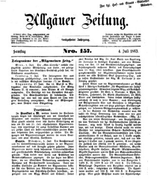 Allgäuer Zeitung Samstag 4. Juli 1863