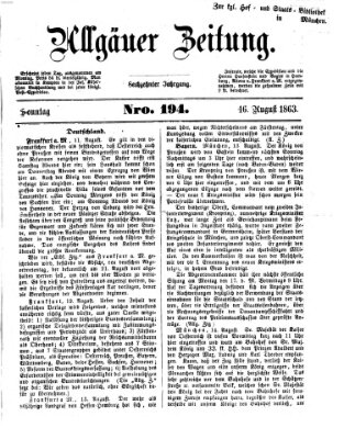 Allgäuer Zeitung Sonntag 16. August 1863