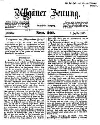 Allgäuer Zeitung Dienstag 1. September 1863