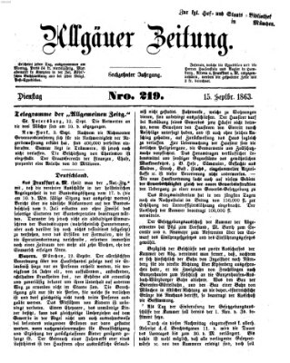 Allgäuer Zeitung Dienstag 15. September 1863