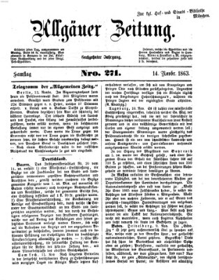 Allgäuer Zeitung Samstag 14. November 1863