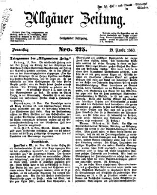 Allgäuer Zeitung Donnerstag 19. November 1863