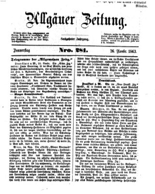 Allgäuer Zeitung Donnerstag 26. November 1863