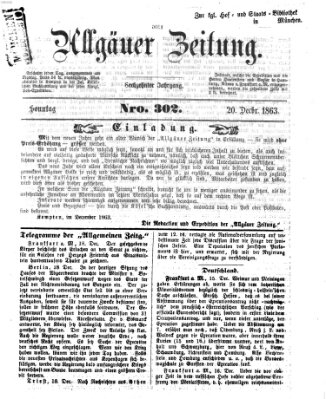 Allgäuer Zeitung Sonntag 20. Dezember 1863