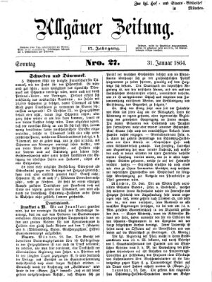 Allgäuer Zeitung Sonntag 31. Januar 1864