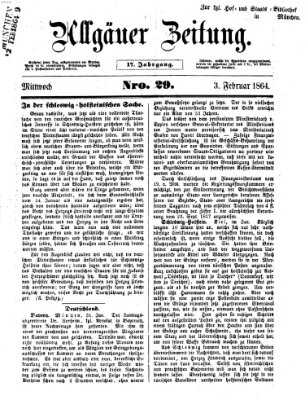 Allgäuer Zeitung Mittwoch 3. Februar 1864