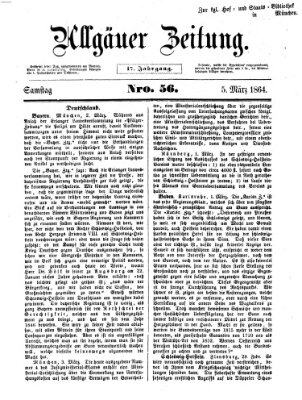 Allgäuer Zeitung Samstag 5. März 1864