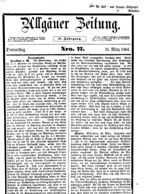 Allgäuer Zeitung Donnerstag 31. März 1864