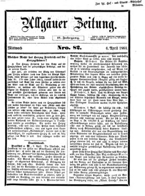 Allgäuer Zeitung Mittwoch 6. April 1864