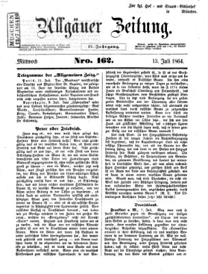 Allgäuer Zeitung Mittwoch 13. Juli 1864