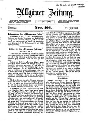 Allgäuer Zeitung Sonntag 17. Juli 1864