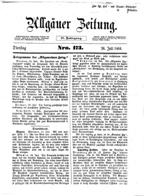 Allgäuer Zeitung Dienstag 26. Juli 1864