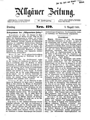 Allgäuer Zeitung Dienstag 2. August 1864