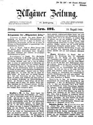 Allgäuer Zeitung Freitag 19. August 1864