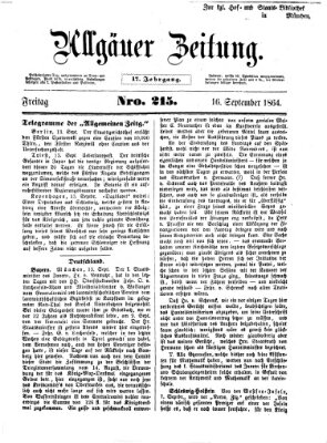 Allgäuer Zeitung Freitag 16. September 1864