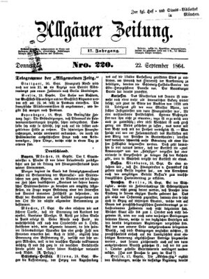 Allgäuer Zeitung Donnerstag 22. September 1864