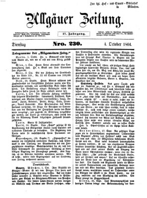Allgäuer Zeitung Dienstag 4. Oktober 1864