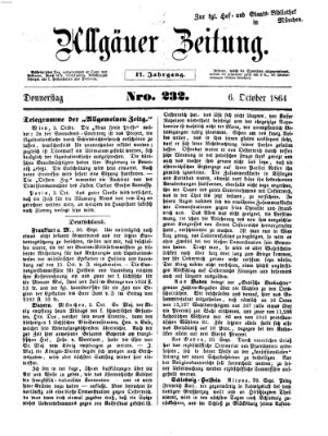 Allgäuer Zeitung Donnerstag 6. Oktober 1864