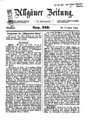 Allgäuer Zeitung Mittwoch 26. Oktober 1864