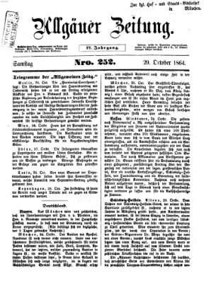 Allgäuer Zeitung Samstag 29. Oktober 1864