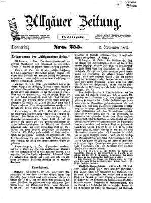 Allgäuer Zeitung Donnerstag 3. November 1864