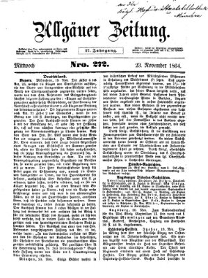 Allgäuer Zeitung Mittwoch 23. November 1864