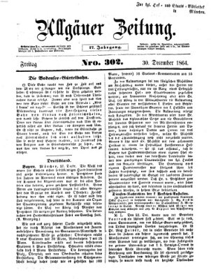 Allgäuer Zeitung Freitag 30. Dezember 1864