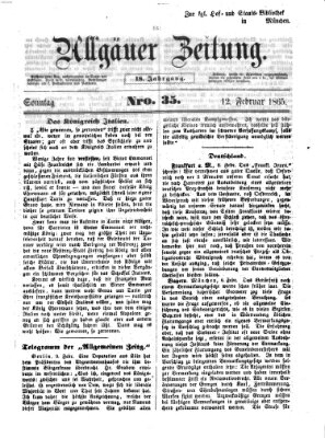 Allgäuer Zeitung Sonntag 12. Februar 1865
