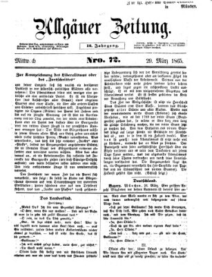 Allgäuer Zeitung Mittwoch 29. März 1865