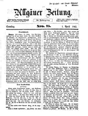 Allgäuer Zeitung Samstag 1. April 1865