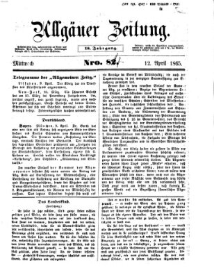 Allgäuer Zeitung Mittwoch 12. April 1865
