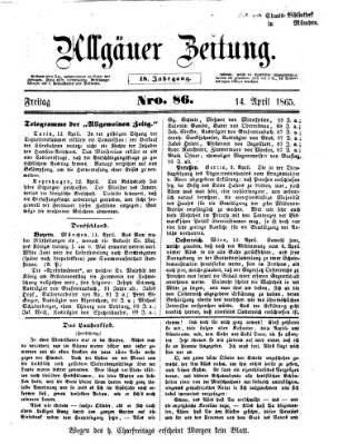 Allgäuer Zeitung Freitag 14. April 1865