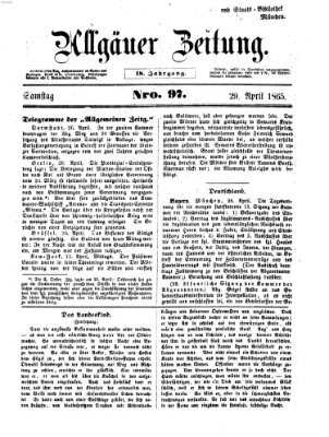 Allgäuer Zeitung Samstag 29. April 1865